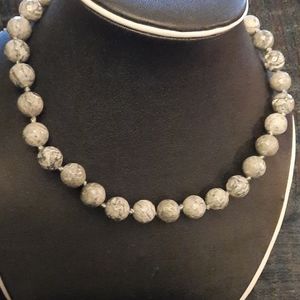 Picasso Jasper Beads Sterling Silver Necklace